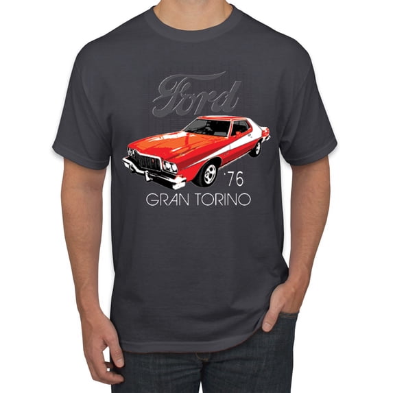 Wild Bobby, Ford '76 Gran Torino Vintage Car Cars and Trucks Men's Graphic T-Shirt, Charcoal, Large