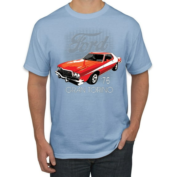 Wild Bobby, Ford '76 Gran Torino Vintage Car Cars and Trucks Men's Graphic T-Shirt, Light Blue, Medium