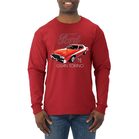 Wild Bobby, Ford '76 Gran Torino Vintage Car Cars and Trucks Mens Long Sleeve Shirt, Red, X-Large