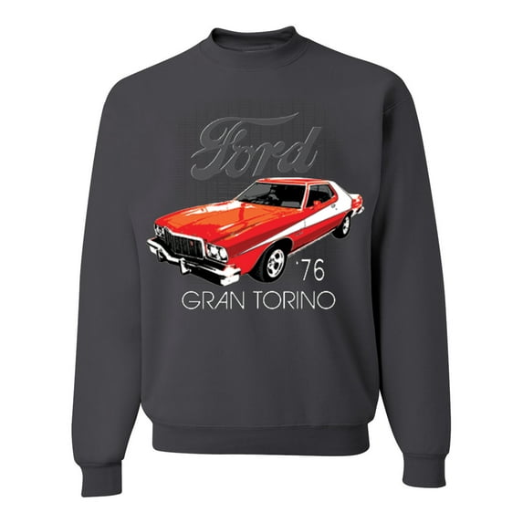Wild Bobby, Ford '76 Gran Torino Vintage Car Cars and Trucks Unisex Crewneck Graphic Sweatshirt, Charcoal, 3XL