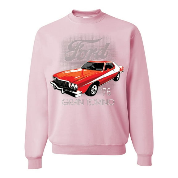 Wild Bobby, Ford '76 Gran Torino Vintage Car Cars and Trucks Unisex Crewneck Graphic Sweatshirt, Light Pink, Small