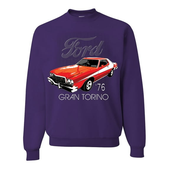 Wild Bobby, Ford '76 Gran Torino Vintage Car Cars and Trucks Unisex Crewneck Graphic Sweatshirt, Purple, 3XL