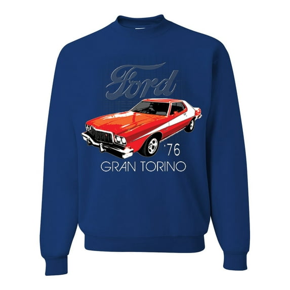 Wild Bobby, Ford '76 Gran Torino Vintage Car Cars and Trucks Unisex Crewneck Graphic Sweatshirt, Royal, Small