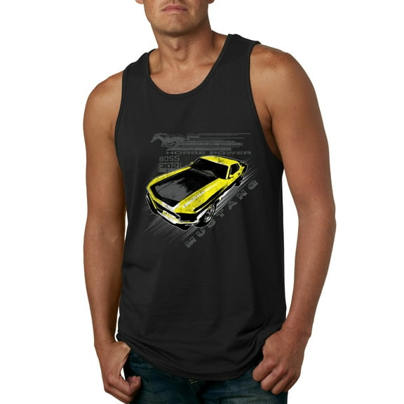 Wild Bobby, Ford Boss 302 Mustang Horse Power Retro, Cars and Trucks, Men Graphic Tank Top, Black, Small