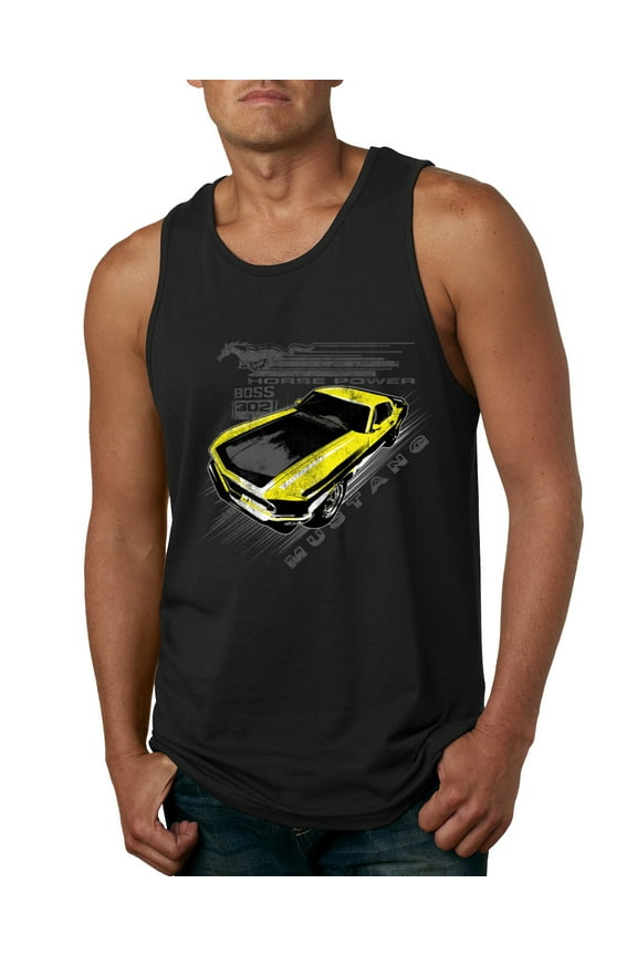 , Ford Boss 302 Mustang Horse Power Retro, Cars and Trucks, Men Graphic Tank Top, Black, Small