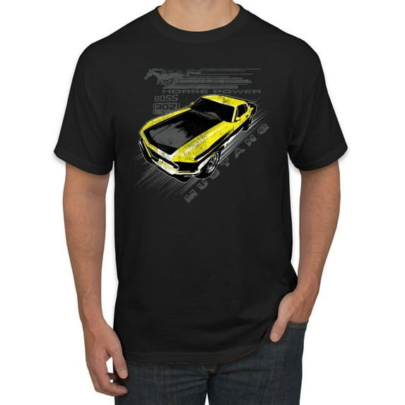Wild Bobby, Ford Boss 302 Mustang Horse Power Retro, Cars and Trucks, Men Graphic Tee, Black, Small