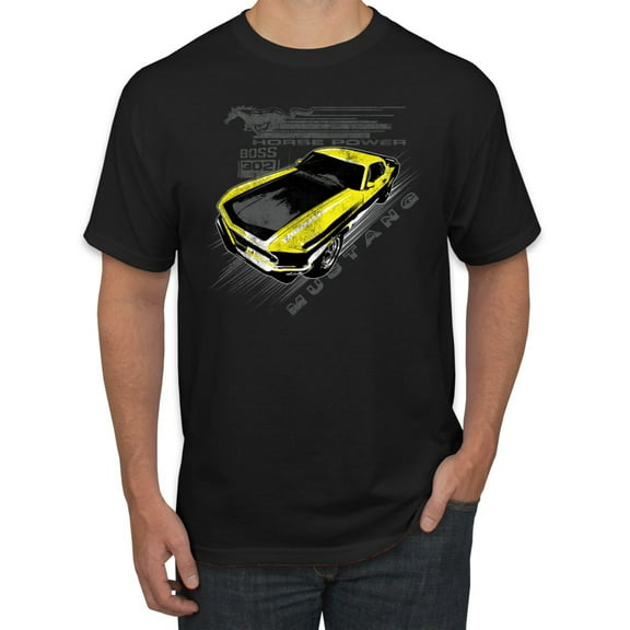 Wild Bobby, Ford Boss 302 Mustang Horse Power Retro, Cars and Trucks, Men Graphic Tee, Black, Small