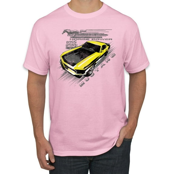 Wild Bobby, Ford Boss 302 Mustang Horse Power Retro, Cars and Trucks, Men Graphic Tee, Light Pink, Small