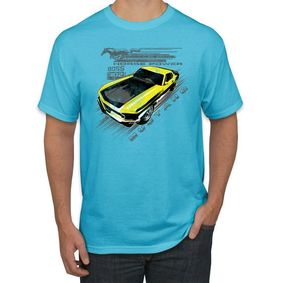 Wild Bobby, Ford Boss 302 Mustang Horse Power Retro, Cars and Trucks, Men Graphic Tee, Light Turquoise, 5X-Large