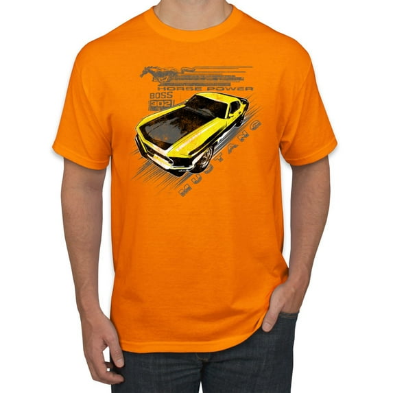 Wild Bobby, Ford Boss 302 Mustang Horse Power Retro, Cars and Trucks, Men Graphic Tee, Orange, 4X-Large