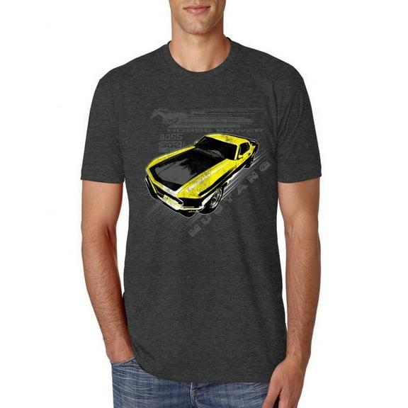 Wild Bobby, Ford Boss 302 Mustang Horse Power Retro, Cars and Trucks, Men Premium Tri Blend Tee, Vintage Black, X-Large