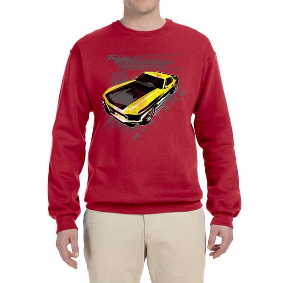 Wild Bobby, Ford Boss 302 Mustang Horse Power Retro, Cars and Trucks, Unisex Crewneck Graphic Sweatshirt, Red, 4X-Large
