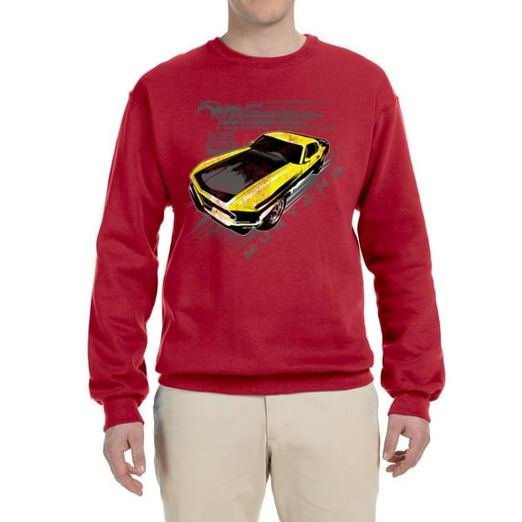 Wild Bobby, Ford Boss 302 Mustang Horse Power Retro, Cars and Trucks, Unisex Crewneck Graphic Sweatshirt, Red, 5X-Large