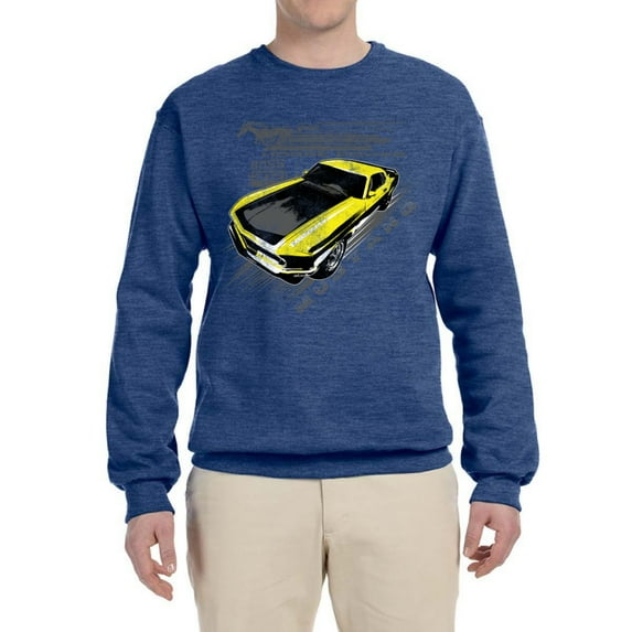 Wild Bobby, Ford Boss 302 Mustang Horse Power Retro, Cars and Trucks, Unisex Crewneck Graphic Sweatshirt, Vintage Heather Blue, 3X-Large