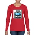 thumbnail image 1 of Wild Bobby, Ford Built Tough, Cars and Trucks, Women Graphic Long Sleeve Tee, Red, Large, 1 of 4