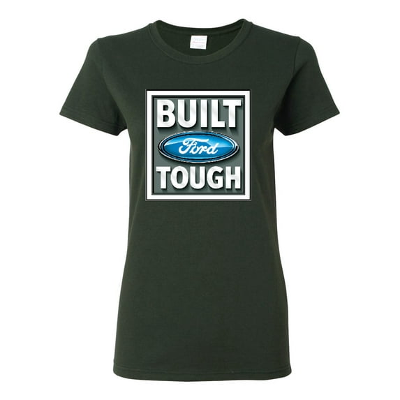 Wild Bobby, Ford Built Tough, Cars and Trucks, Women Graphic Tee, Forest Green, X-Large
