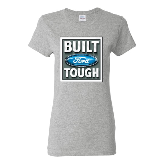 Wild Bobby, Ford Built Tough, Cars and Trucks, Women Graphic Tee, Heather Grey, Large