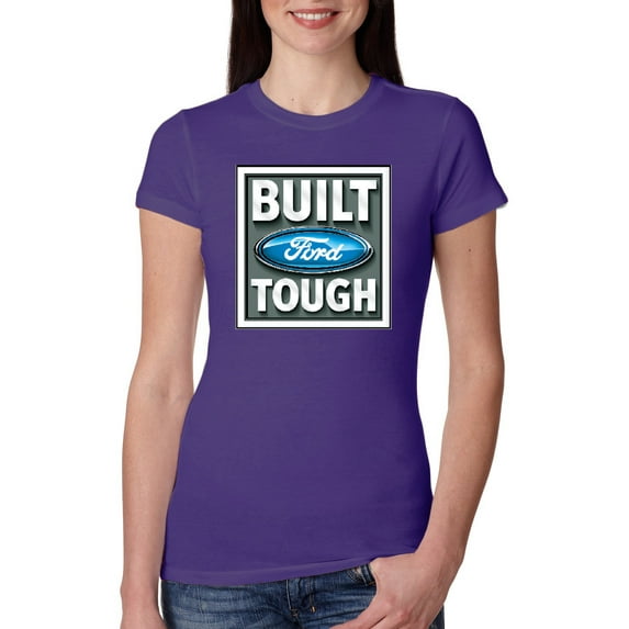 Wild Bobby, Ford Built Tough, Cars and Trucks, Women Slim Fit Junior Tee, Purple Rush, Small