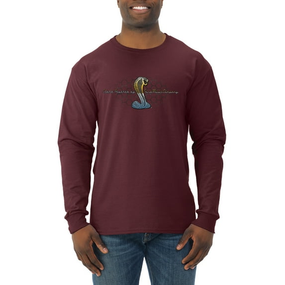 Wild Bobby, Ford Cobra Powered Honeycomb Grill, Cars and Trucks, Men Long Sleeve Shirt, Maroon, XX-Large