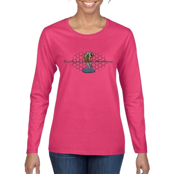 Wild Bobby, Ford Cobra Powered Honeycomb Grill, Cars and Trucks, Women Graphic Long Sleeve Tee, Fuschia, Large