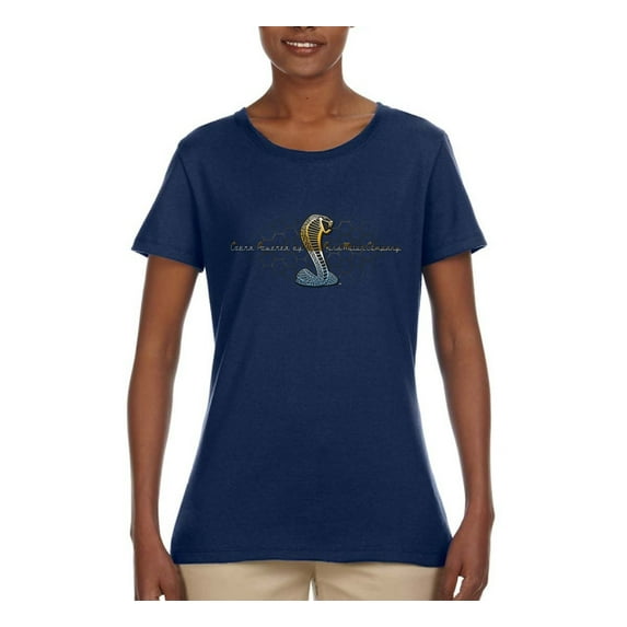Wild Bobby, Ford Cobra Powered Honeycomb Grill, Cars and Trucks, Women Graphic Tee, Navy, X-Large