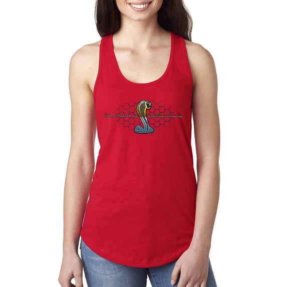 Wild Bobby, Ford Cobra Powered Honeycomb Grill, Cars and Trucks, Women Racerback Tank Top, Red, X-Large