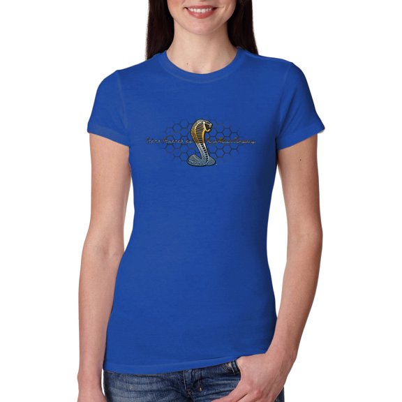 Wild Bobby, Ford Cobra Powered Honeycomb Grill, Cars and Trucks, Women Slim Fit Junior Tee, Royal, Medium