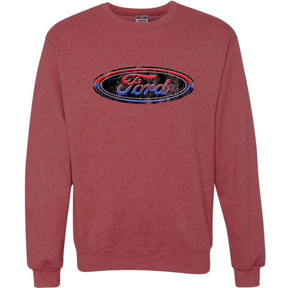 Wild Bobby, Ford Distressed USA Red White and Blue Tough Logo Cars and Trucks Crewneck Graphic Sweatshirt