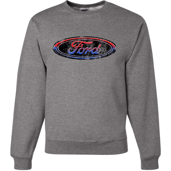 Wild Bobby, Ford Distressed USA Red White and Blue Tough Logo Cars and Trucks Crewneck Graphic Sweatshirt