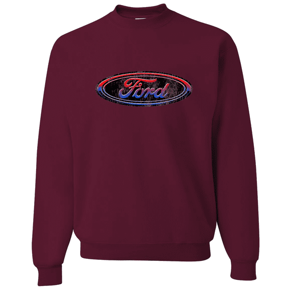 Wild Bobby, Ford Distressed USA Red White and Blue Tough Logo Cars and Trucks Crewneck Graphic Sweatshirt