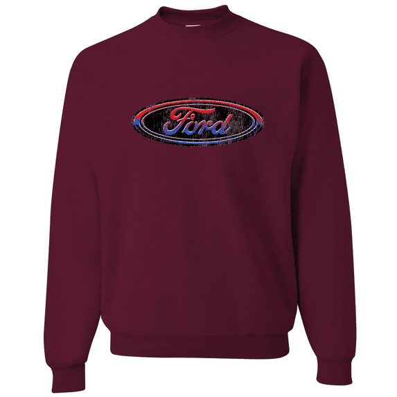 Wild Bobby, Ford Distressed USA Red White and Blue Tough Logo Cars and Trucks Crewneck Graphic Sweatshirt