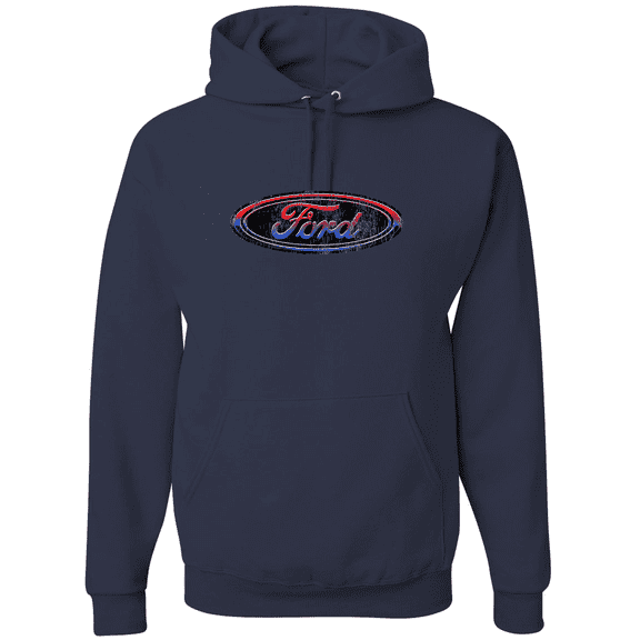 Wild Bobby, Ford Distressed USA Red White and Blue Tough Logo Cars and Trucks Graphic Hoodie Sweatshirt