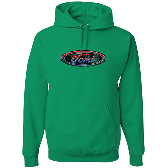 Wild Bobby, Ford Distressed USA Red White and Blue Tough Logo Cars and Trucks Graphic Hoodie Sweatshirt
