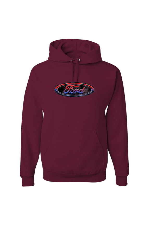 , Ford Distressed USA Red White and Blue Tough Logo Cars and Trucks Graphic Hoodie Sweatshirt