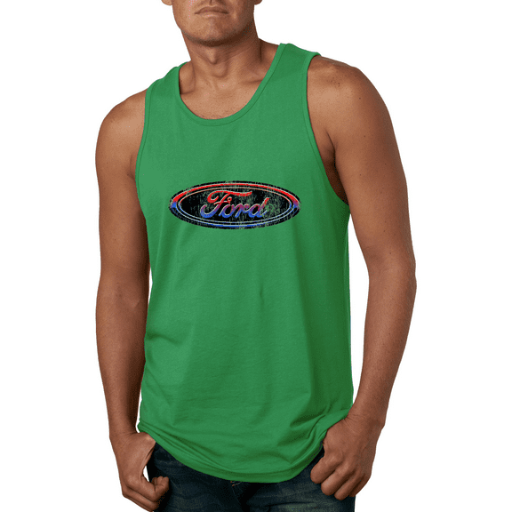 Wild Bobby, Ford Distressed USA Red White and Blue Tough Logo Cars and Trucks Graphic Tank Top