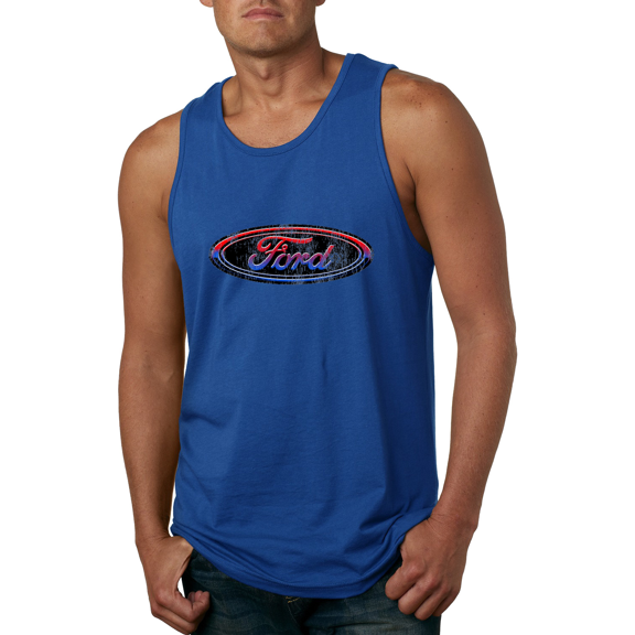 Wild Bobby, Ford Distressed USA Red White and Blue Tough Logo Cars and Trucks Graphic Tank Top