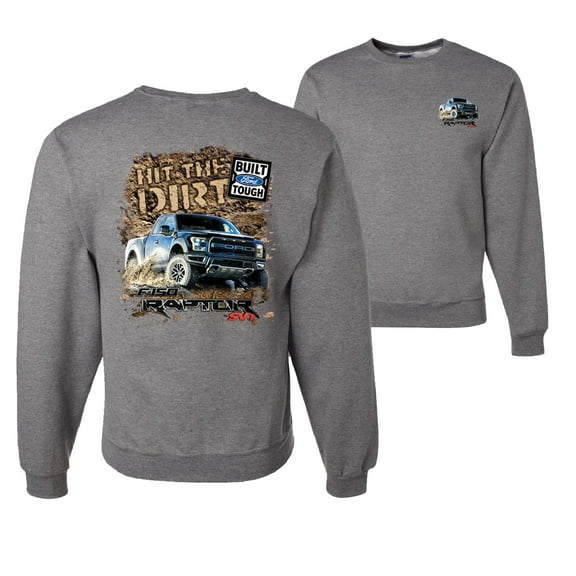 Wild Bobby, Ford F-150 Raptor Built Touch Offroading Hit The Dirt, Cars and Trucks, Front and Back Unisex Crewneck Graphic Sweatshirt, Heather Grey, X-Large