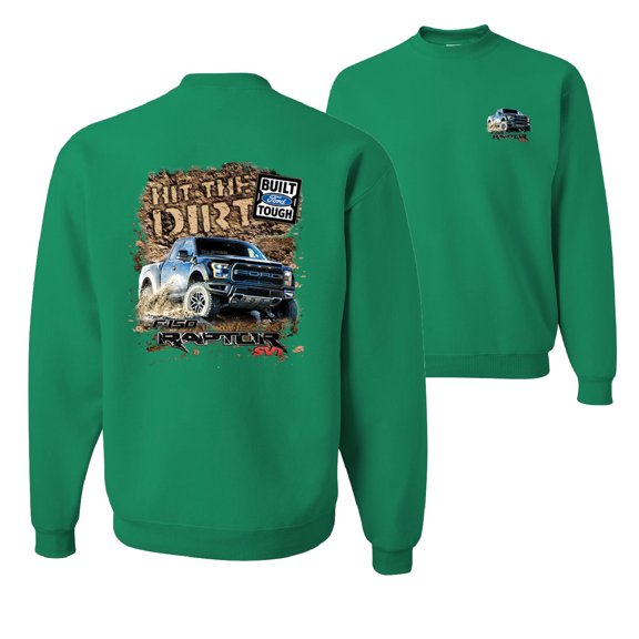 Wild Bobby, Ford F-150 Raptor Built Touch Offroading Hit The Dirt, Cars and Trucks, Front and Back Unisex Crewneck Graphic Sweatshirt, Kelly, 4X-Large