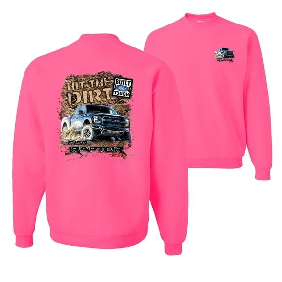 Wild Bobby, Ford F-150 Raptor Built Touch Offroading Hit The Dirt, Cars and Trucks, Front and Back Unisex Crewneck Graphic Sweatshirt, Neon Pink, Medium