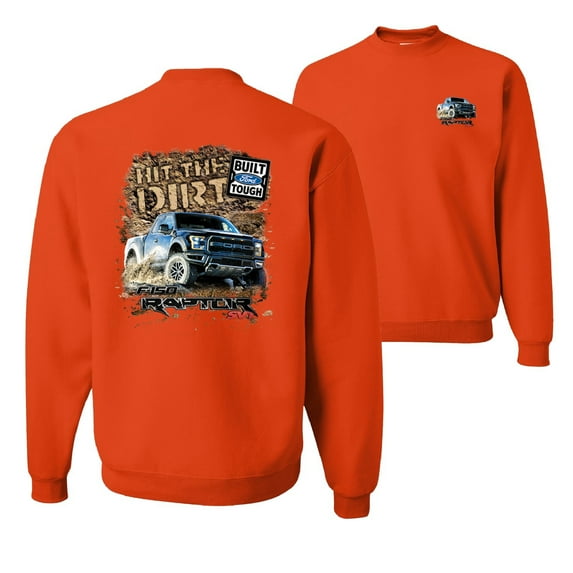 Wild Bobby, Ford F-150 Raptor Built Touch Offroading Hit The Dirt, Cars and Trucks, Front and Back Unisex Crewneck Graphic Sweatshirt, Orange, XX-Large