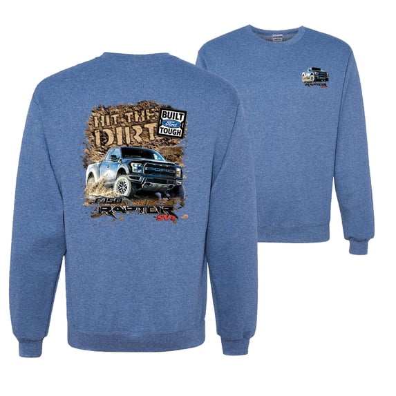 Wild Bobby, Ford F-150 Raptor Built Touch Offroading Hit The Dirt, Cars and Trucks, Front and Back Unisex Crewneck Graphic Sweatshirt, Vintage Heather Blue, X-Large
