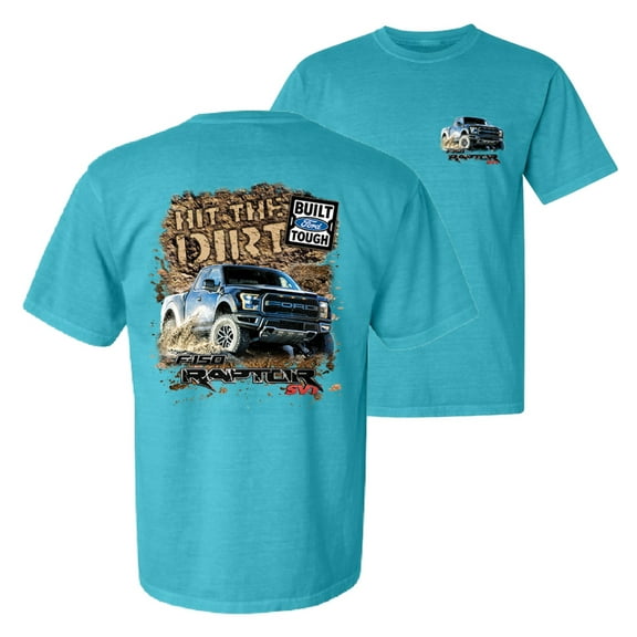 Wild Bobby, Ford F-150 Raptor Built Touch Offroading Hit The Dirt, Cars and Trucks, Front and Back Garment-Dyed Short Sleeve Tees, Blue Lagoon, Small