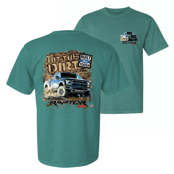 Wild Bobby, Ford F-150 Raptor Built Touch Offroading Hit The Dirt, Cars and Trucks, Front and Back Garment-Dyed Short Sleeve Tees, Emerald, Medium
