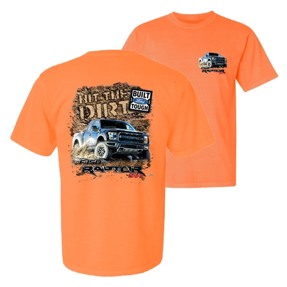 Wild Bobby, Ford F-150 Raptor Built Touch Offroading Hit The Dirt, Cars and Trucks, Front and Back Garment-Dyed Short Sleeve Tees, Neon Orange, Small