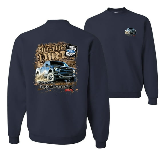Wild Bobby, Ford F-150 Raptor Built Touch Offroading Hit The Dirt, Cars and Trucks, Front and Back Unisex Crewneck Graphic Sweatshirt, Navy, XX-Large