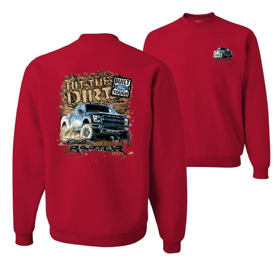 Wild Bobby, Ford F-150 Raptor Built Touch Offroading Hit The Dirt, Cars and Trucks, Front and Back Unisex Crewneck Graphic Sweatshirt, Red, XX-Large