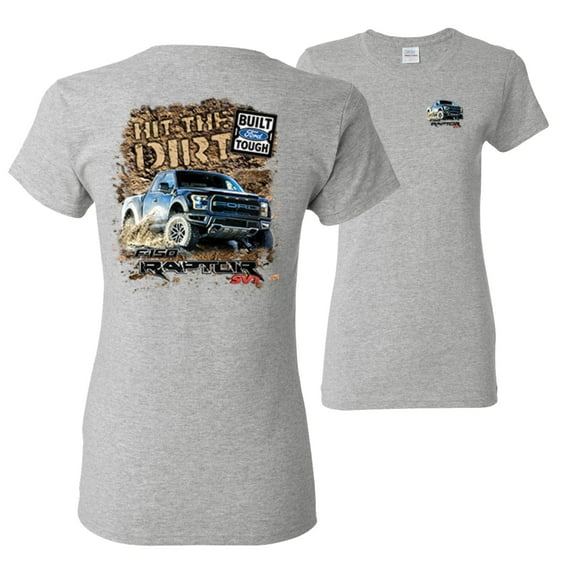 Wild Bobby,Ford F-150 Raptor Built Touch Offroading Hit the Dirt Cars and Trucks Front and Back Womens Graphic T-Shirt, Heather Grey, Large
