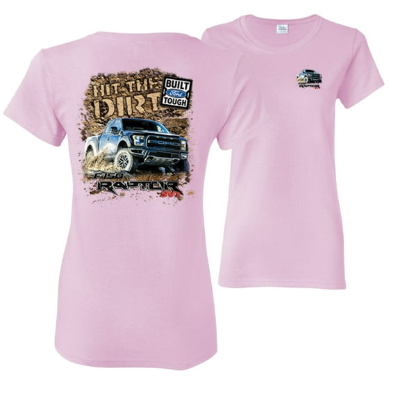 Wild Bobby,Ford F-150 Raptor Built Touch Offroading Hit the Dirt Cars and Trucks Front and Back Womens Graphic T-Shirt, Light Pink, Medium