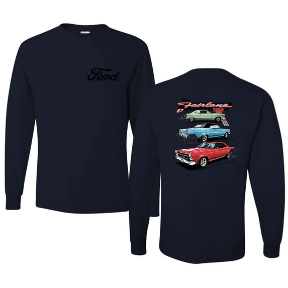 Wild Bobby Ford Fairlane GT 427 Red Blue Green Classic Vintage Car Lover Men Long Sleeve Shirt