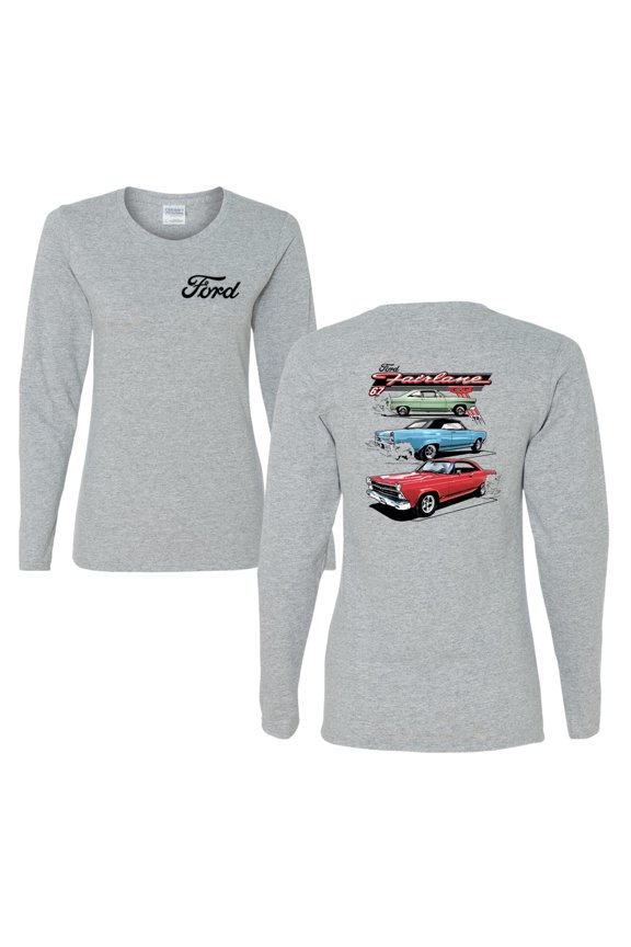 Ford Fairlane GT 427 Red Blue Green Classic Vintage Car Lover Women Graphic Long Sleeve Tee